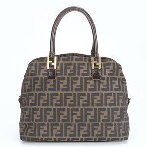Fendi Zucca FF leather handbag brown tote shoulder bag E